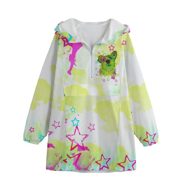Leichte Regenjacke  Luna – Popart Hundemotiv, 100 % Polyester, Unisex, Mix, Mischling, Strassenhund